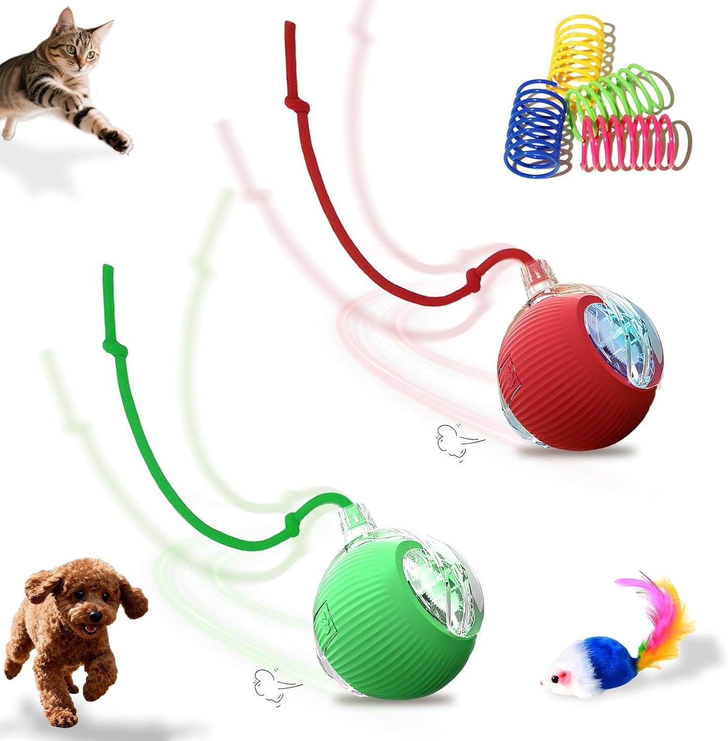 2-Pack USB Rechargeable Smart Cat Toy Ball for Indoor Cats & Small Dogs
