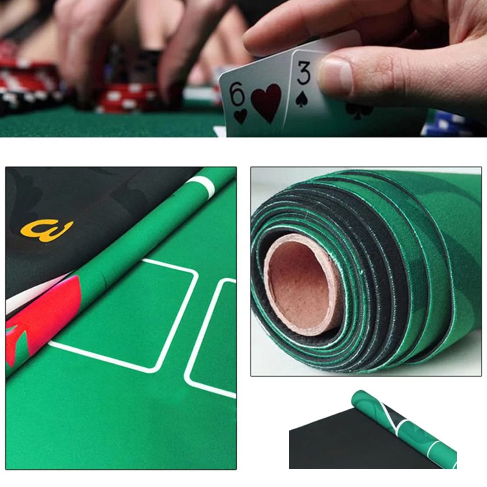 Tapete De Póquer Profesional De 47 '' X 24 '', 10 Jugadores, Portátil, De Goma, Texas Hold'em, Diseño De Mesa De Póquer con Bolsa De Transporte para Jugar a Las Cartas, Juegos De Póquer, Blackjack