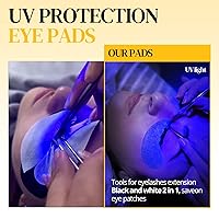 Vista 4 de Pegamento de extensión de pestañas UV de 0.1 fl oz, pegamento de pestañas extra fuerte, pegamento de pestañas UV, 20 almohadillas de doble ojo