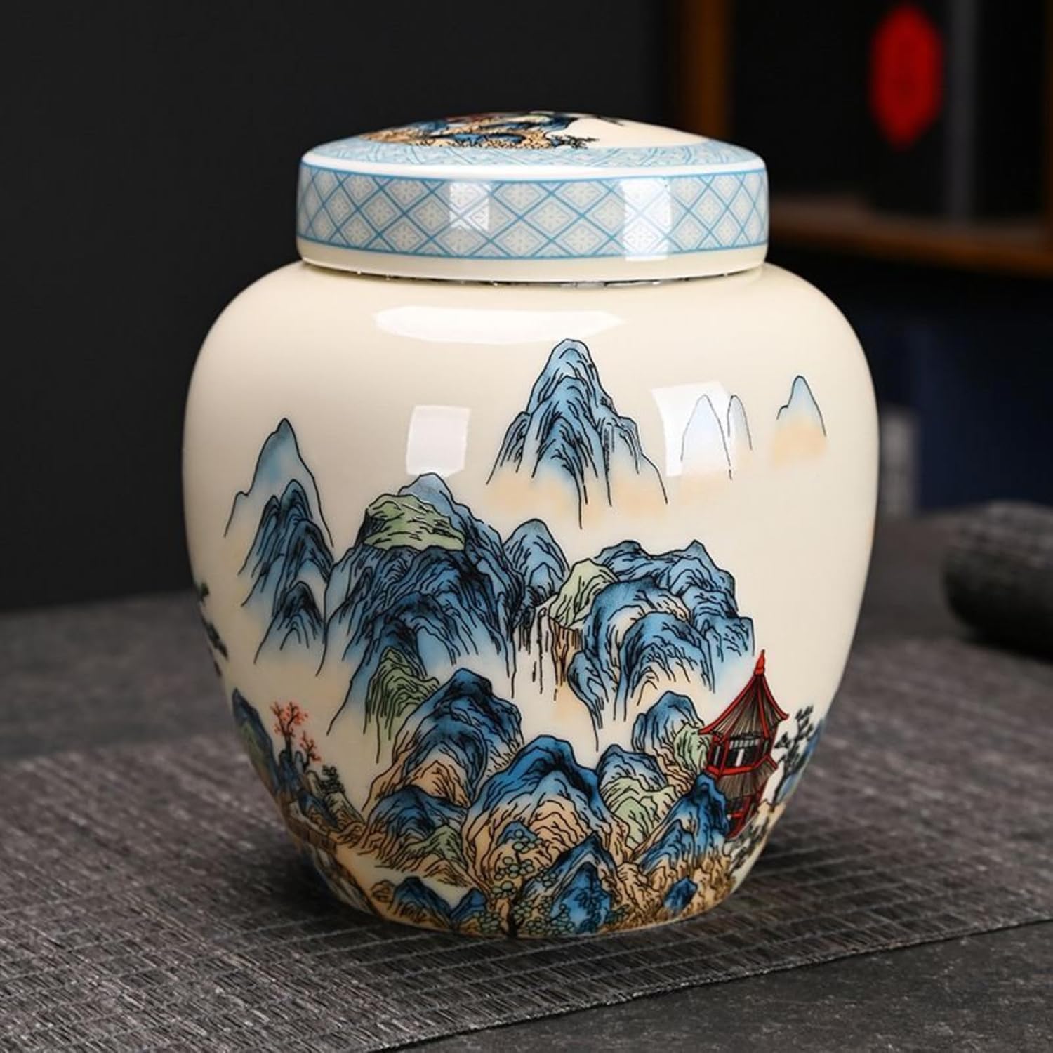 Antique-style Ceramics Tea Canister, 1100ml 34.1oz, Storage Canister Chinese Kung Fu Tea Set Accessories