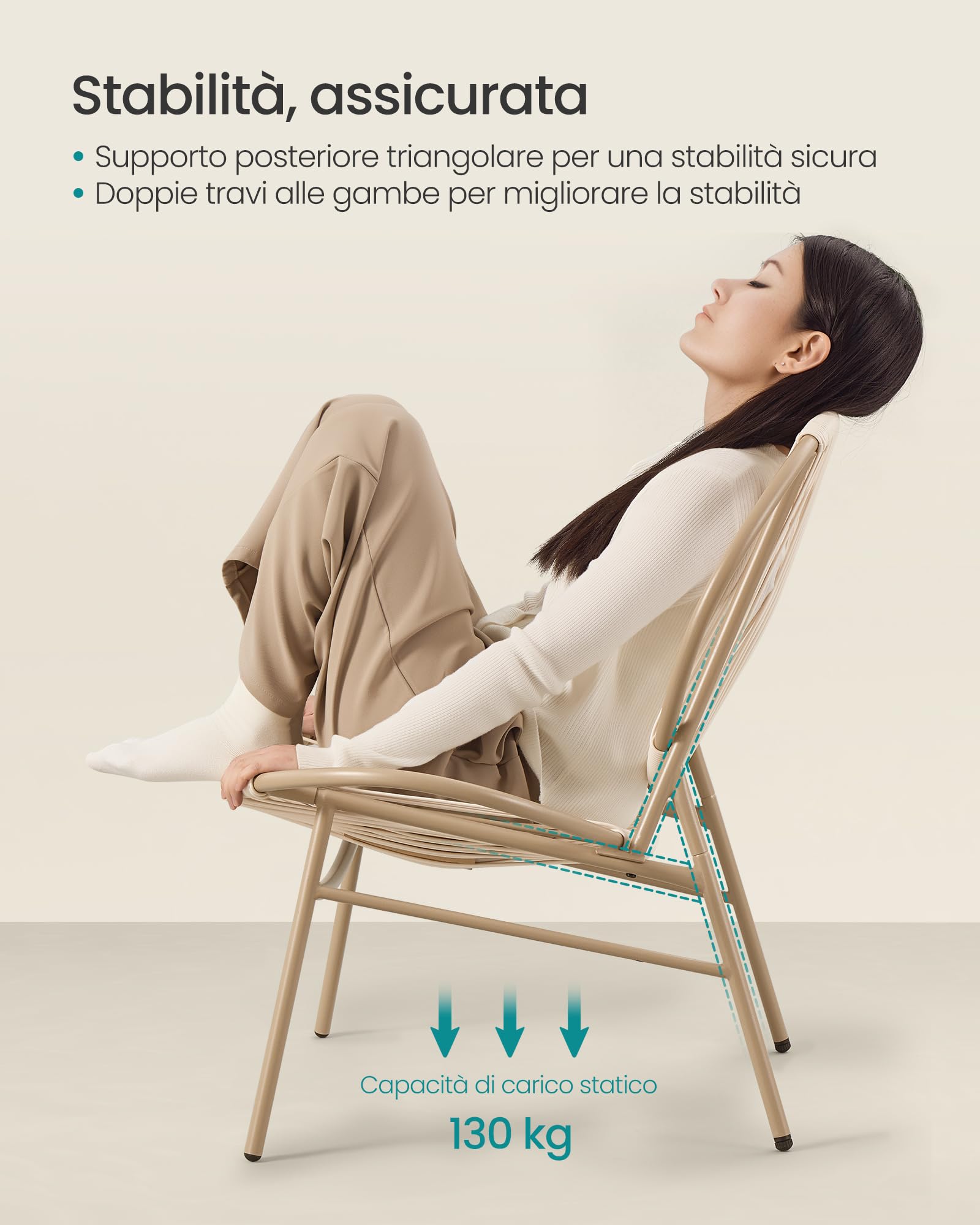 SONGMICS Set di 3 Mobili da Giardino Trattoria, Sedie Acapulco, Tavolino e 2 Sedie, Marrone Cammello