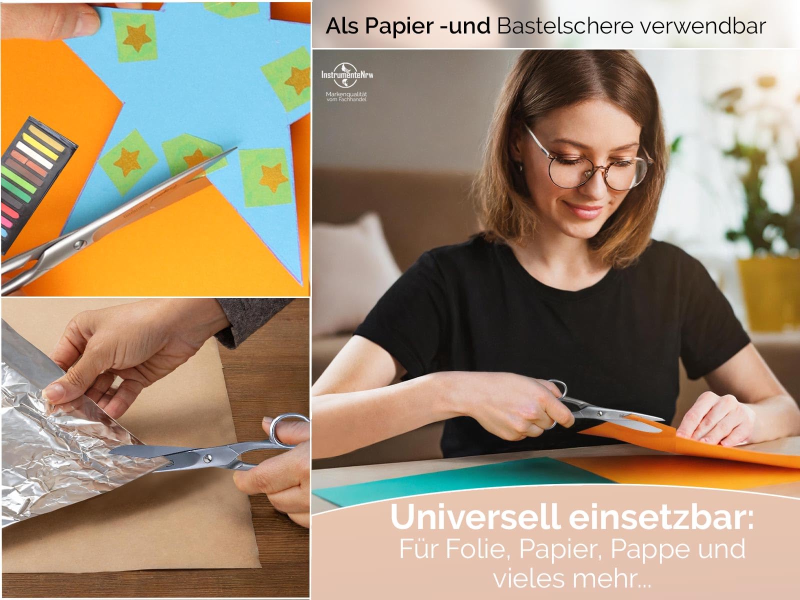 Haushaltsschere aus Solingen Küchenschere Vielzweckschere Made in Germany mit Scharfem und Präzisem Schnitt Universal Schere Allzweckschere Haushaltshelfer aus Rostfreiem Edelstahl (12,7 cm)