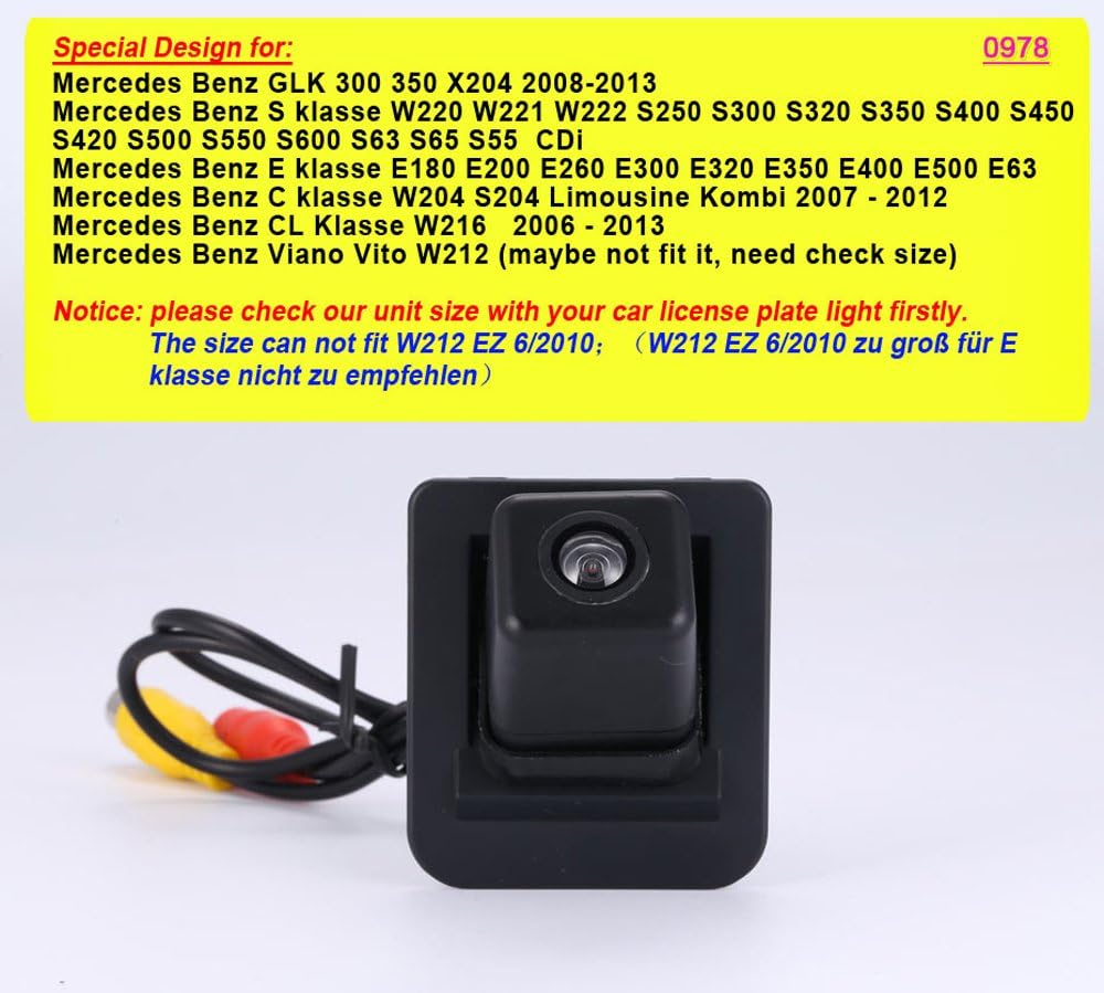 Backup Camera Reverse Camera for Mercedes Benz GLK 300 350 X204 S klasse W220 W221 W222 S250 S300 S320 S350 S400 S450 S420 S500 S550 S600 E klasse E180 E200 E260 E300 E320 E350 E400 E500