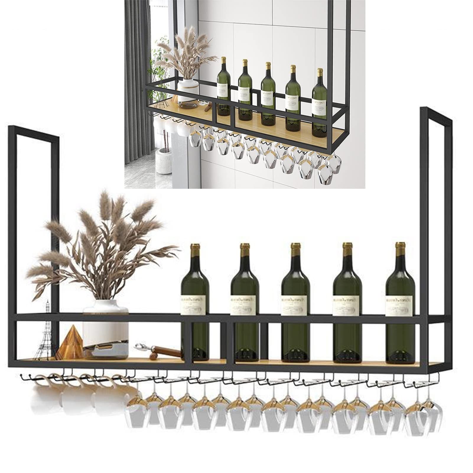 Porte-verres à vin suspendu en métal forgé, présentoir mural haut de gamme pour verres et tasses