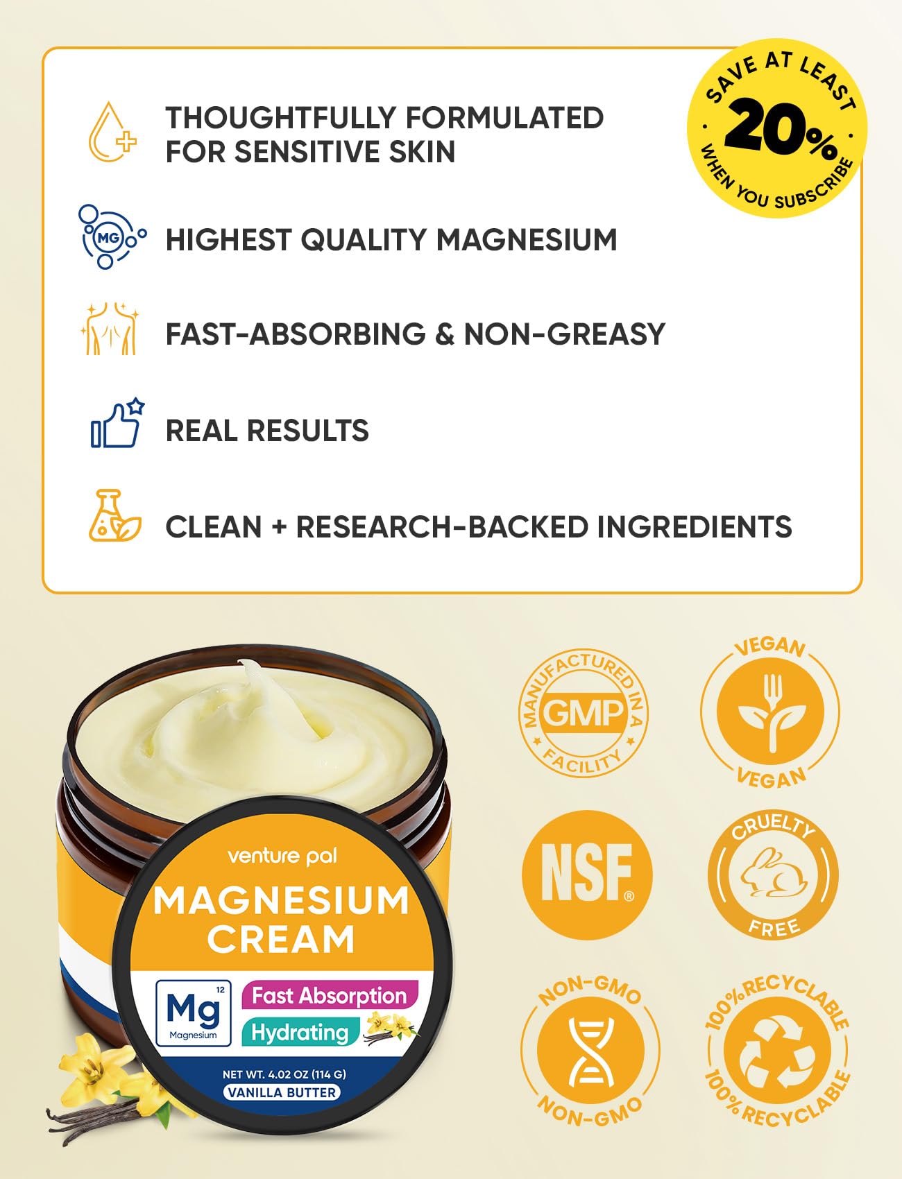 Venture Pal Topical Magnesium Cream, Highly Concentrated Magnesium Lotion — Amazon image 9