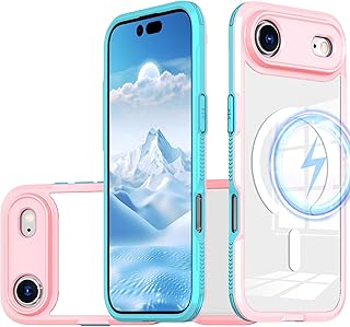 Magnetic Case for iPhone 17 Air, MagSafe Compatible, Clear Back Panel Never Yellowing, Camera Shield, Strong Magnets, Aesthetic Shockproof Soft Silicone Edge Wireless Charging Phone Case Cover