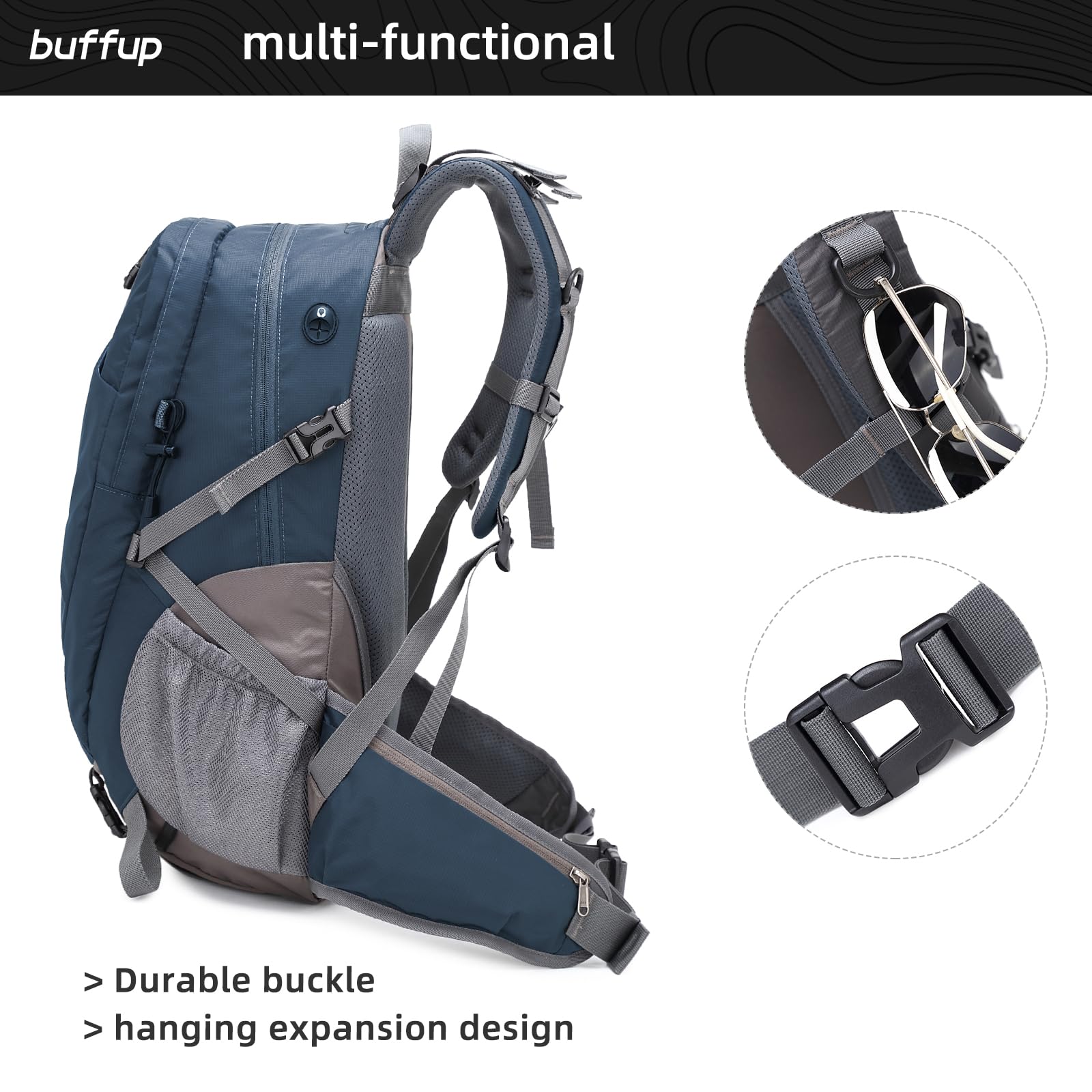 Mochila de senderismo impermeable 40L, mochila de trekking con cubierta para la lluvia, mochila de viaje mochila de día, adecuado para actividades al aire libre, camping y viajes