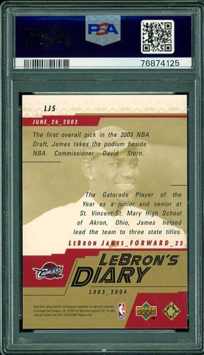 LeBron James Rookie Card 2003-04 Upper Deck Diary #LJ5 PSA 9 - Basketball Slabbed Rookie Cards