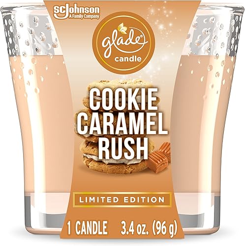 Glade Tarro de velas, ambientador, Cookie Caramel Rush, 3.4 onzas