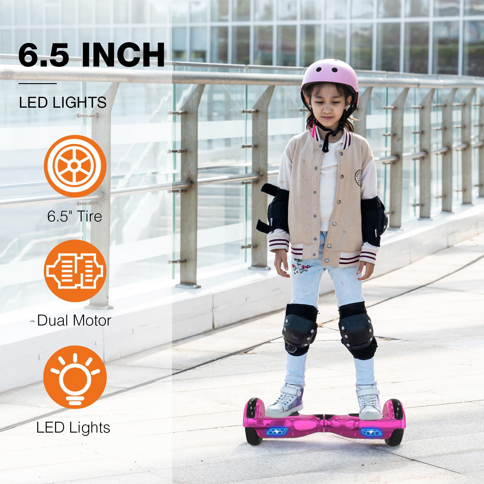 Hoverboard 6,5 pouces avec haut-parleur Bluetooth, scooter auto-équilibré, moteur coloré, lumières LED pour enfants