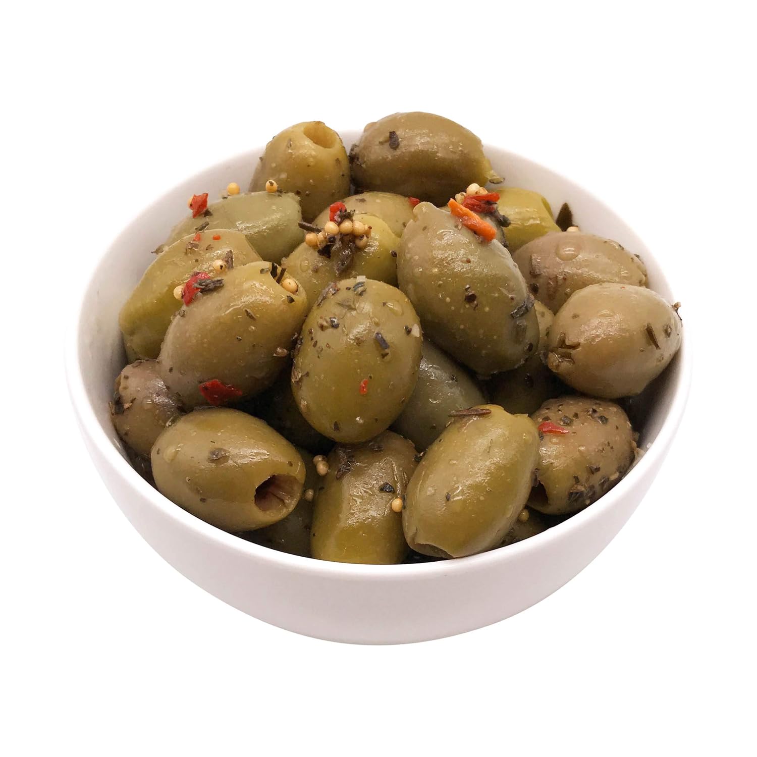 Divina Sicilian Herbs Pitted Green Olives - Premium Mt. Athos Olives with Authentic Sicilian Flavors