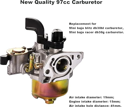 Miniatura 3 de Carburador de 97 cc para 97 cc 2.8 hp Mini Baja Doodlebug Doodle Bug Db30 Dirt Pit Mini Bike Carburador de 35 pulgadas con cable de agarre de mango