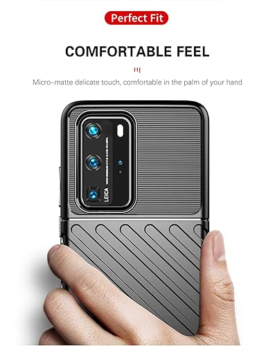 Miniatura 4 de Funda para teléfono Huawei P40 Pro, ELS-N04 ELS-NX9, fibra de carbono, antiarañazos, a prueba de golpes, flexible, de goma, TPU, carcasa trasera