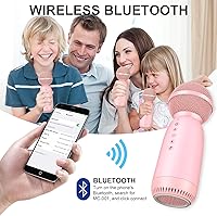 Vista 7 de Aokeo Micrófonos inalámbricos, altavoz Bluetooth, micrófono de karaoke inalámbrico para niños para cantar, micrófono portátil para máquina
