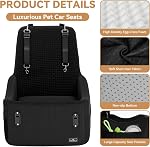 PETSFIT Dog Booster Car Seat for Small/Medium Dogs Up to 35 lbs – Patented Safety System, 5" Memory Foam Pet Car Seat, Fully Detachable and Washable Cover, Front/Back Seat Travel Booster (Black)