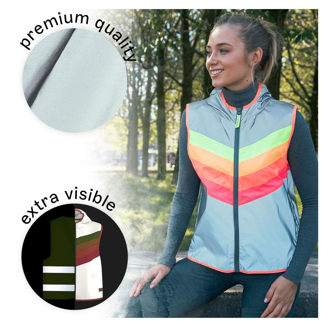 gofluo. Warnweste 3XL - Darkflow, Sicherheitsweste mit Regenbogendesign, Reißverschlussjacke, Fahrrad-Ausrüstung