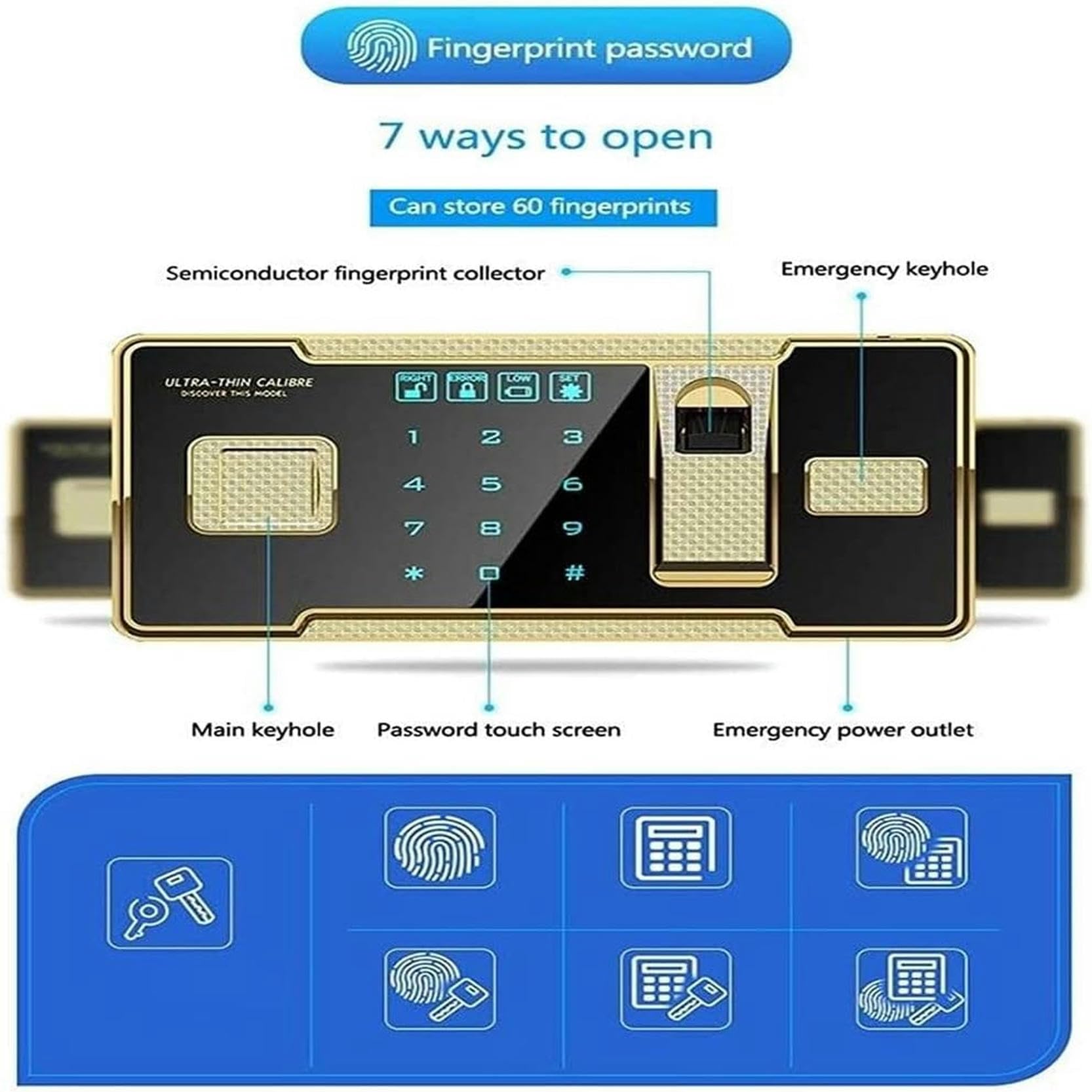 Lucha con La Contraseña Electrónica para La Habitación, Caja De Seguridad Inteligente Multicapa con Contraseña para Huellas Dactilares, Caja De Almacenamiento para Armas Y Archivos En El Hogar Y La