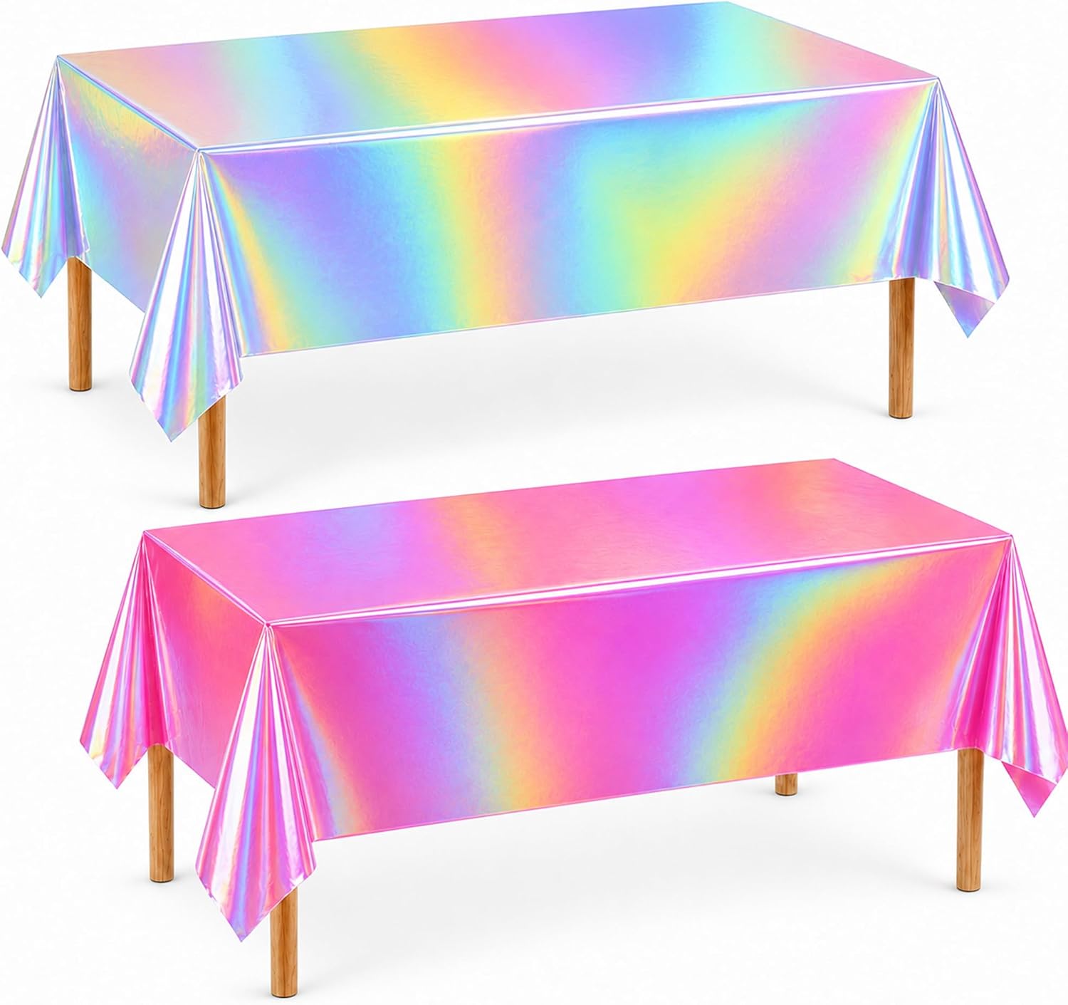 Iridescence Plastic Tablecloths Disposable Rectangle Table Cover for BirthdayDWedding Disco Bachelorette Bridal New Years Party Decorations 54" x 108"