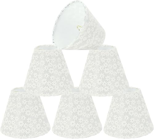 Aspen Creative 32113-6A, pantalla de lámpara de araña con clip, color blanco, 3 pulgadas superior x 6 pulgadas inferior x 5 pulgadas de altura