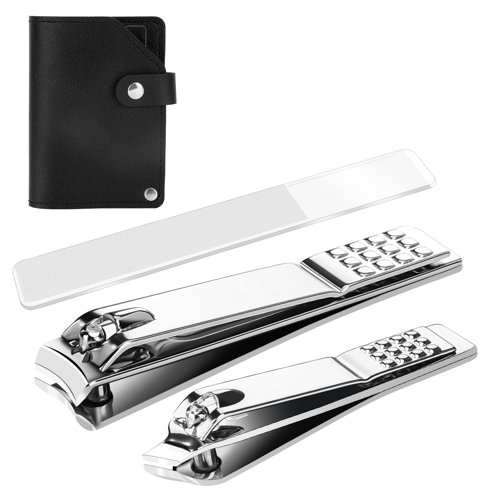 Euqvunn 3 Pcs Obcinacz do Paznokci Set, Obcinacz do Paznokci do Grubych Paznokci ze Stal węglowa dla Seniorów z pilnikiem i skośnym obcinaczem do paznokci, dla Mężczyzn i Kobiet