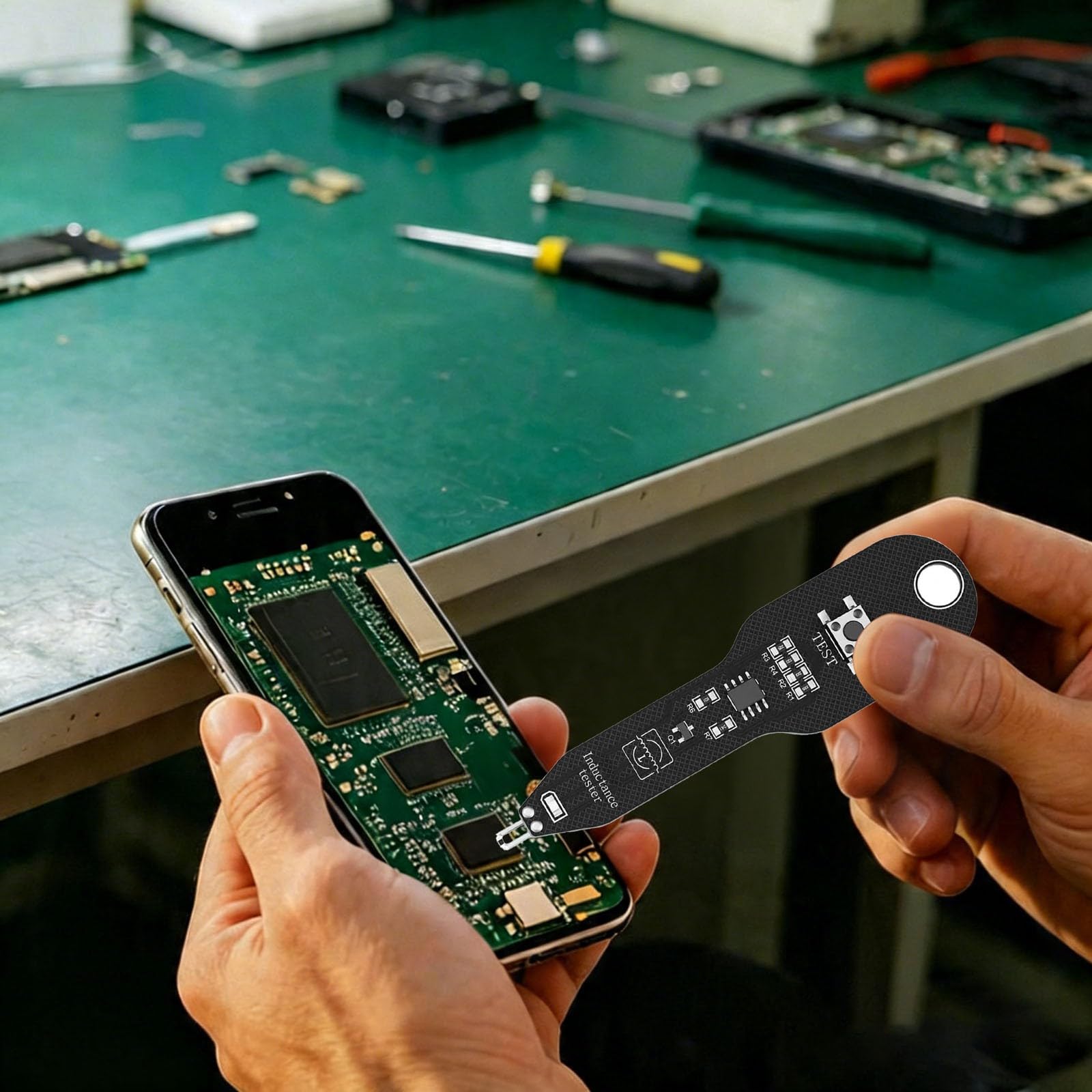Tester di Induttanza Portatile, Mini Rilevatore Componenti Elettronici per Riparazione Scheda Madre PCB, Misuratore LCR SMD con Porta USB-C, Strumento Diagnostico Alta Precisione (A01, 8.6x2.2cm)