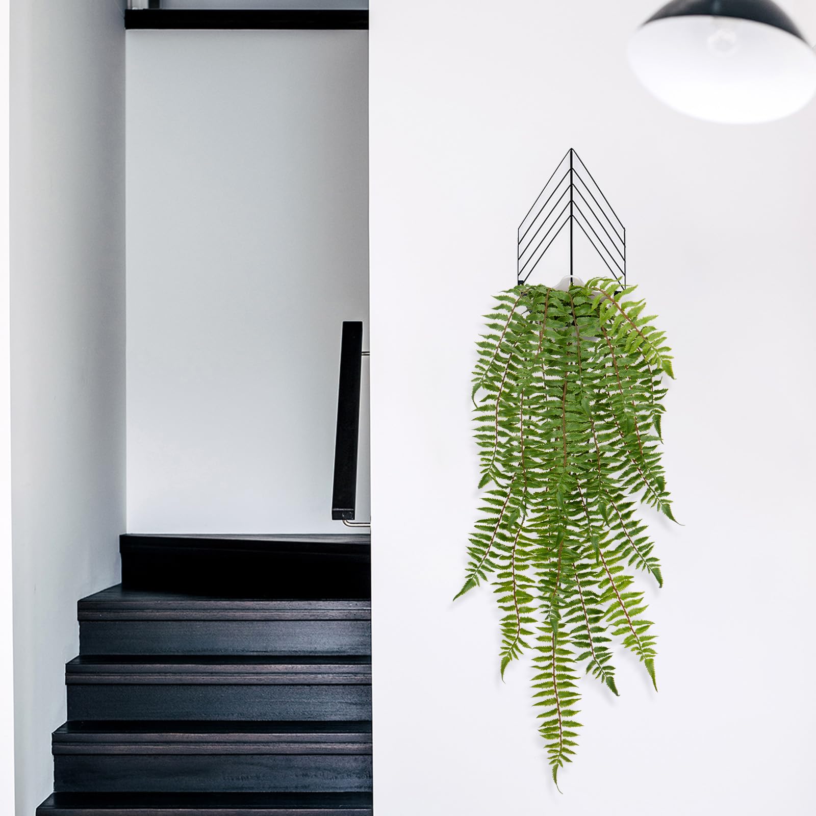 Arborus 33.8" Artificial Trailing Plants Indoors Fake Boston Fern Hanging Plant with Pots Artificial Green Potted Plants for Wall Home Office Bathroom Spring Decorations - Image 3