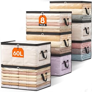 Lifewit 8er Pack Transparente Plastik Aufbewahrungstasche, 60L
