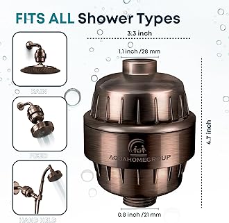 AquaHomeGroup 20 Stage Shower Filter with Vitamin C E for Hard Water - High Output Shower Water Filter to Remove Chlorine and Fluoride - 2 Cartridges Included -Consistent Water Flow Showerhead Filter