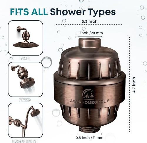 Miniatura 2 de AquaHomeGroup Filtro de ducha de 20 etapas con vitamina C E para agua dura, filtro de agua de ducha de alto rendimiento para eliminar el cloro y el