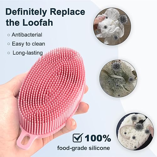 Miniatura 3 de FREATECH Exfoliante corporal de silicona, cepillo de limpieza corporal de doble cara para exfoliación y masaje suaves, higiénico y fácil de limpiar,