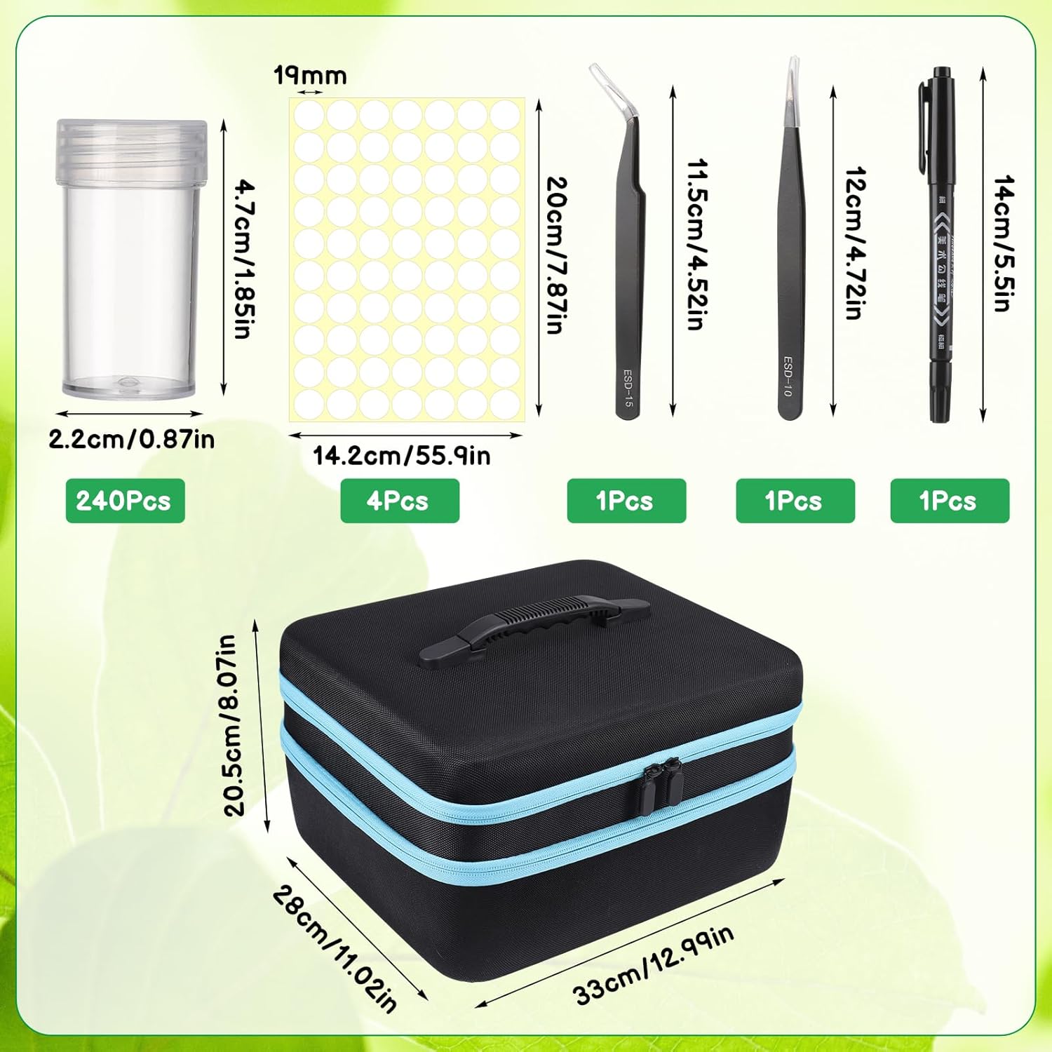 240 Slots Seed Storage Organizer Sturdy Seed Organizer Storage Box Containers Label Stickers Funnel Straight Curved Tip Tweezers for Vegetable Plants Garden - Image 2