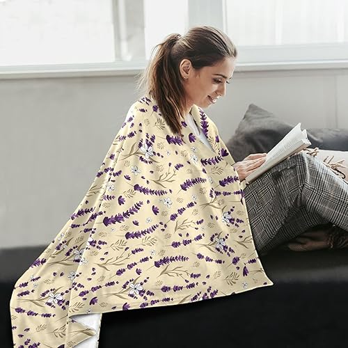 Miniatura 6 de Repeat Pattern Designed Purple Lavender Ultra-Soft Blankets & Throws, Ultra-Soft All Season Use Fluffy Blanket Adults Kids Office Camping Living
