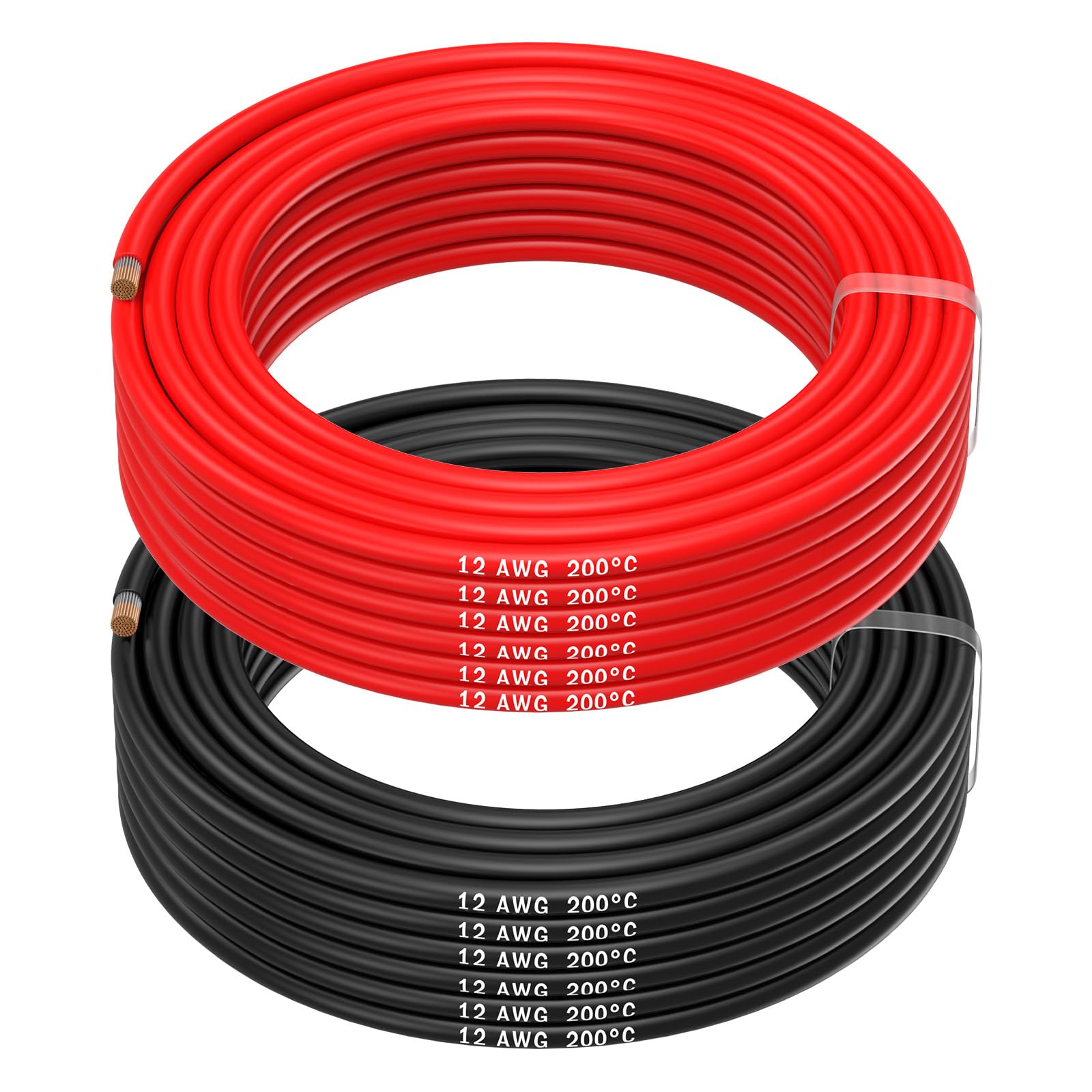 MMOBIEL 12 AWG Elektryczny Przewód - 12 Gauge (3,31 mm²) Cyna Kabel Miedziany - 2 Oddzielne Przewody Czerwony i Czarny Każdy 10 m do RC, Drony, Drukarki 3D, Baterie, Przewody Głośnikowe, Paski Led