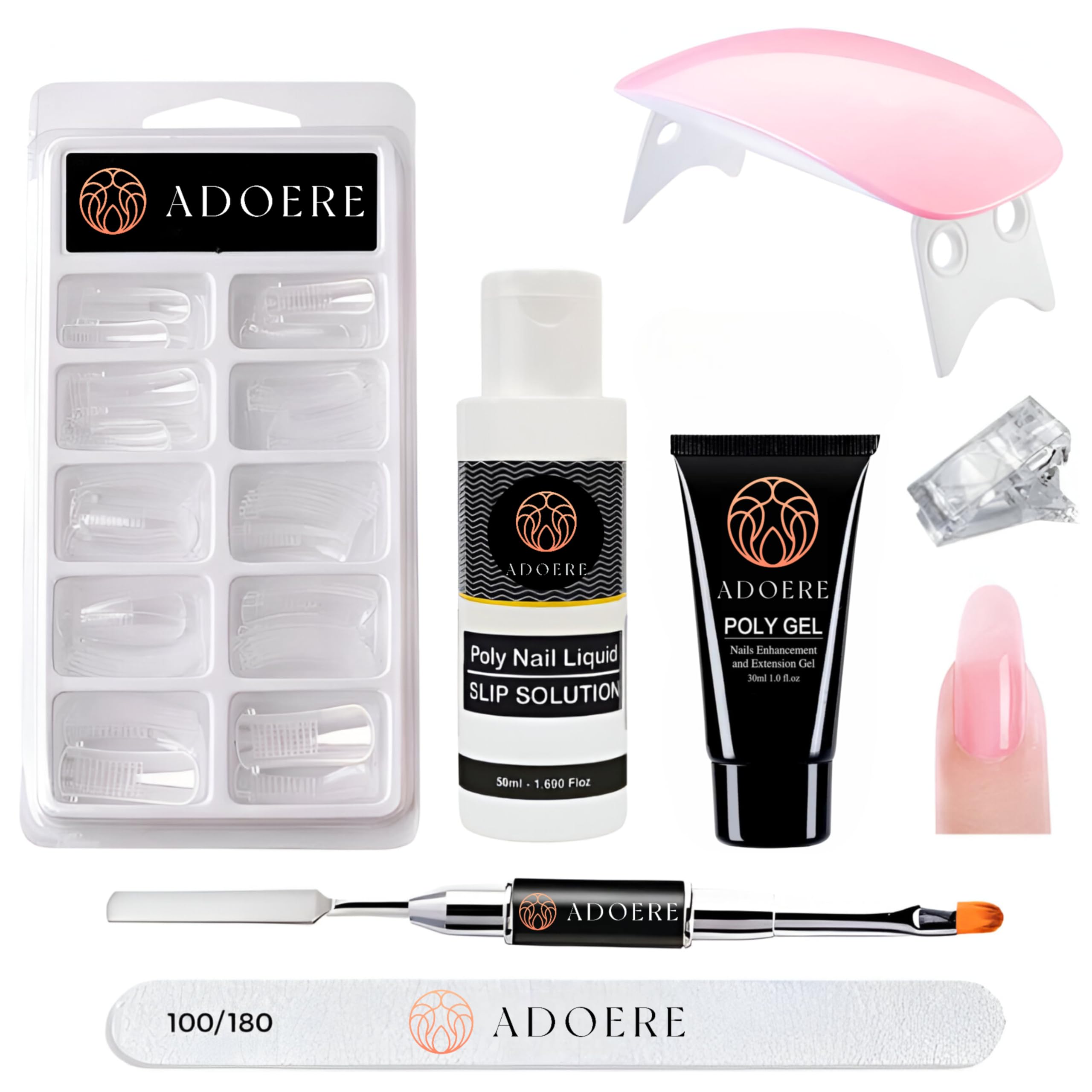 Poly Nail Extension Gel Kit Builder Gel UV Nail Extension Set with Slip Solution (Multicolour)-image-11