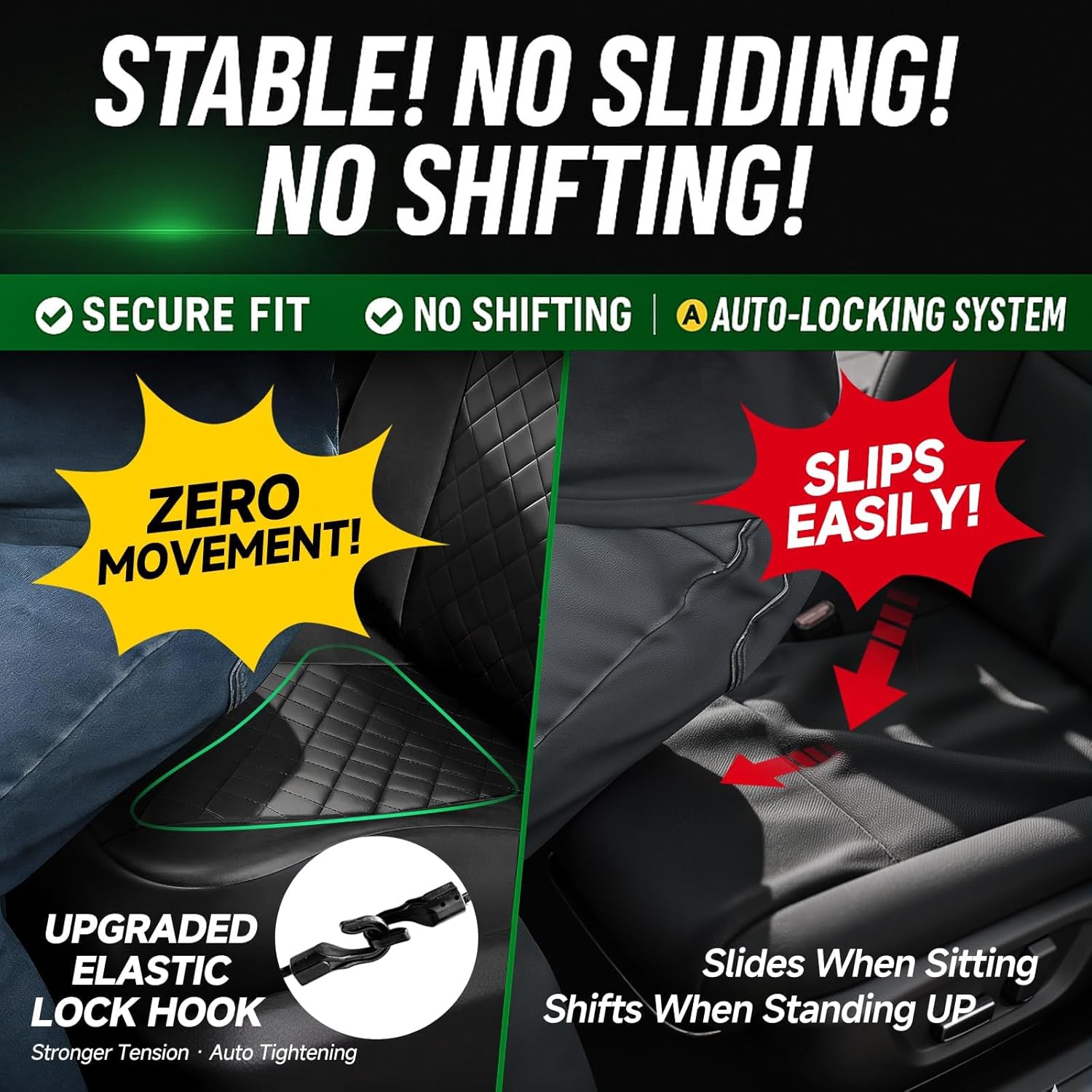 GIANT PANDA Front Seat Covers for Honda CRV HRV Civic Accord Pilot Element Passport Ridgeline, Faux Leather Bucket Seat Cover Fit Honda Seat Protectors (Black & Gray) 2-Pack