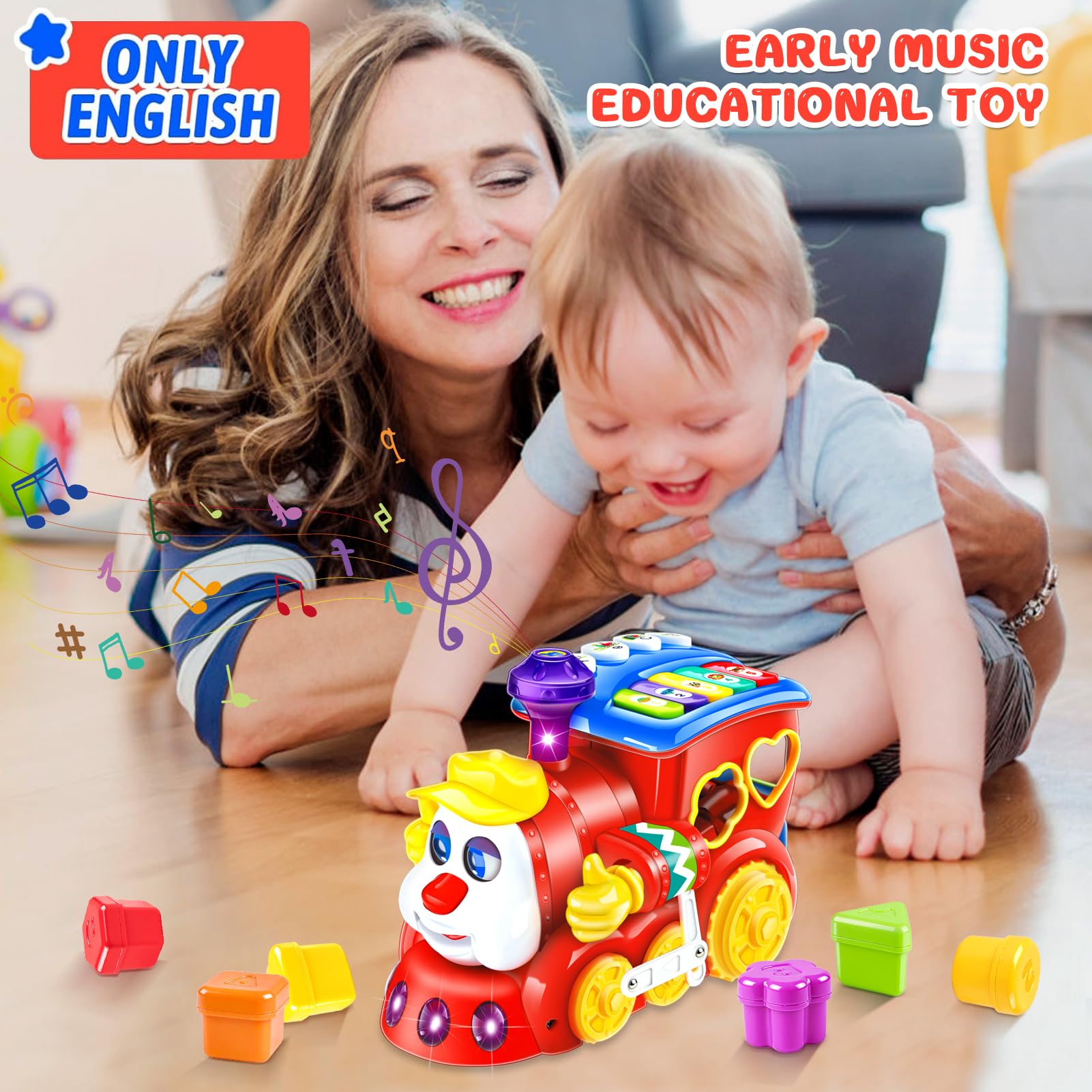 Giochi Bambini 1 2 Anno Treno Musicale Giocattoli Regalo Bambino 1 Anno Educativi l'apprendimento con luci/musicali Compleanno Natale Bambino Bimba Giochi Montessori 1 2 3 Anno Neonato 6 9 12 18 Mesi