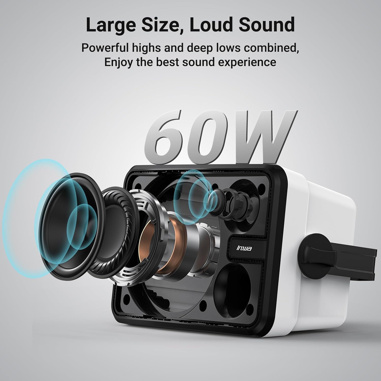 Inwa Outdoor Bluetooth Speakers, Waterproof Wall Mount Speaker, Powerful Indoor/Outdoor Sound System, Wireless Sync Up to 100 Speakers, Suitable for Patio/Porch/Gazebo/Garage, Pair (MZ-658) - Image 3