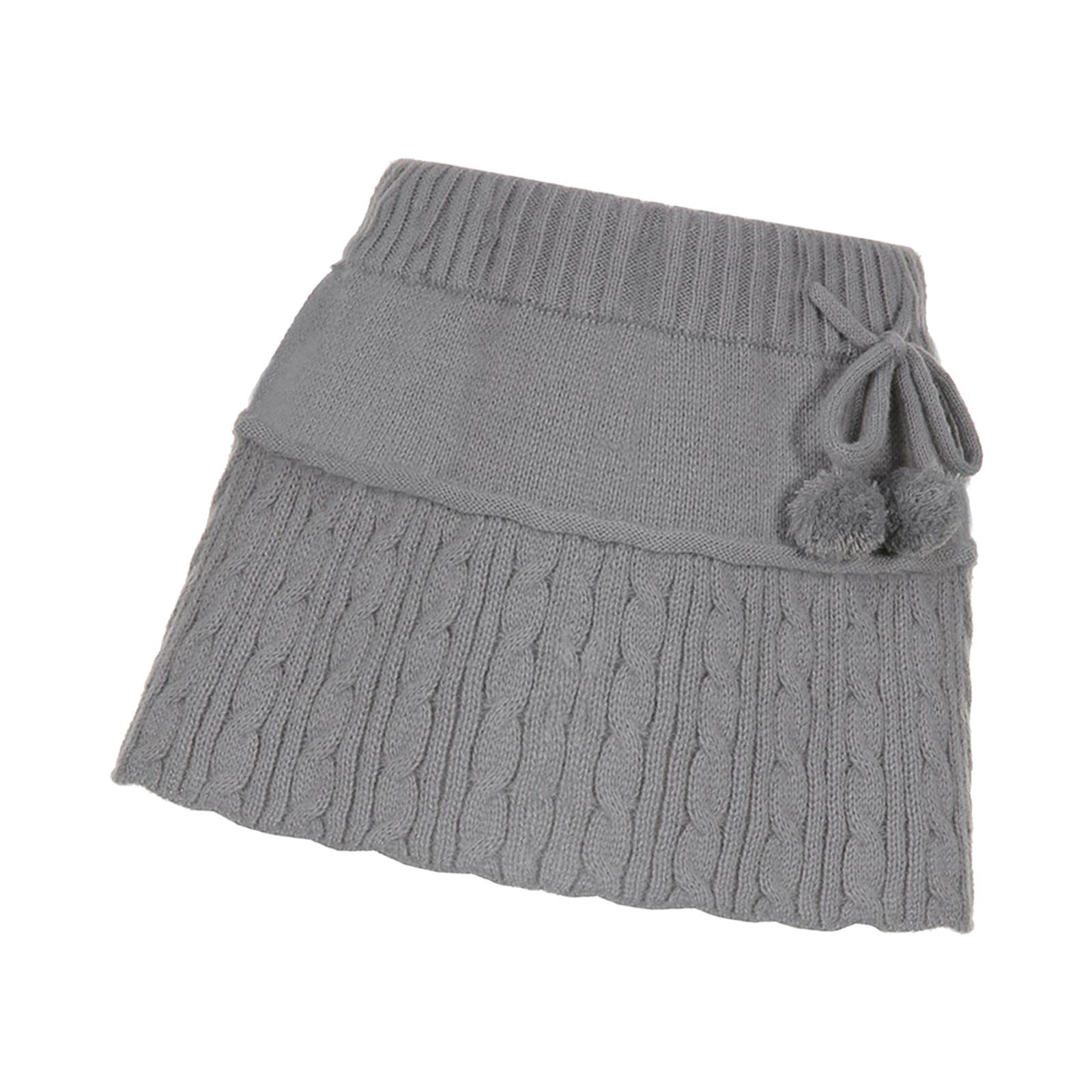 Mini Skirt Cute Ribbed Knit Low Waist Girl Solid Short Skirt for Women S gray-image-0