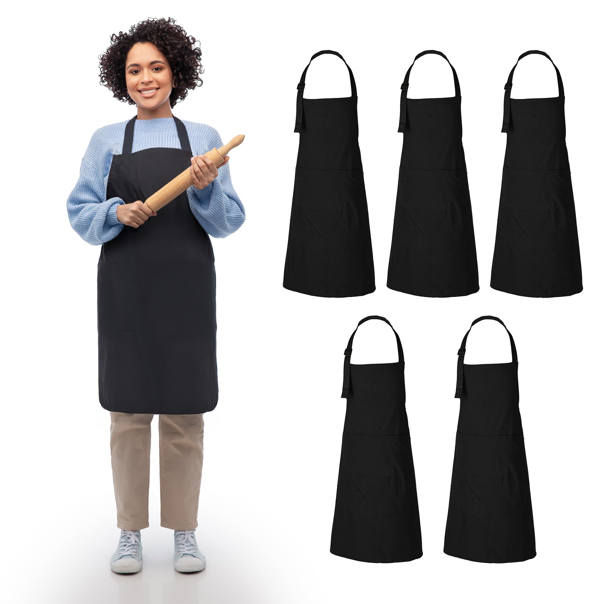 Rajrang Unisex Black Bulk Cotton Apron With Adjustable Neck Strap With 3 Large Pockets For Men And Women 68 X 88 Cm Bib Cooking Kitchen Chef Aprons