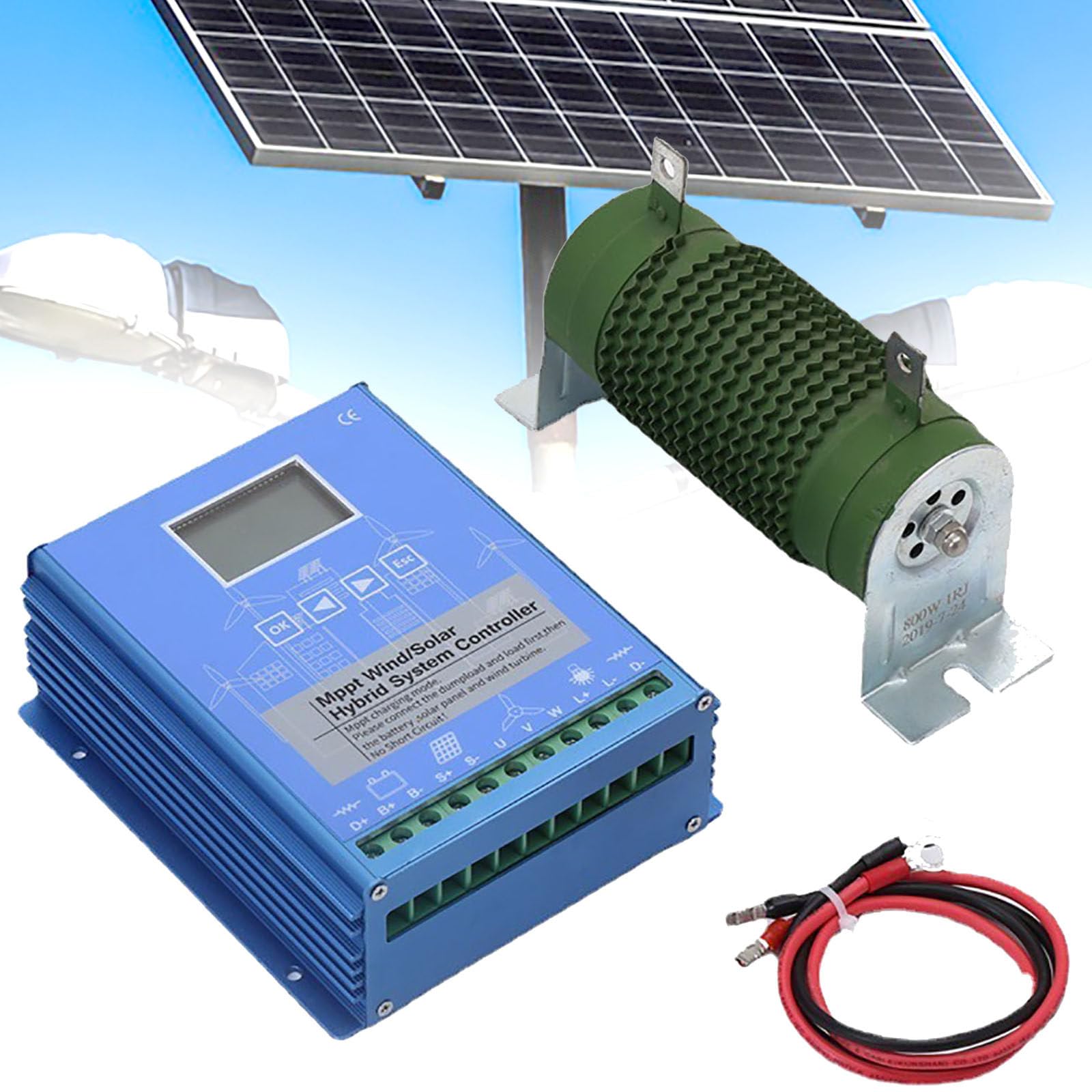 Controlador de Carga Híbrido Solar Eólico,Regulador Inteligente de Accesorios de Energía Eólica Solar,Regulador Inteligente Digital,para LiFePO4,Batería Inundada y de Litio,12000W/12V