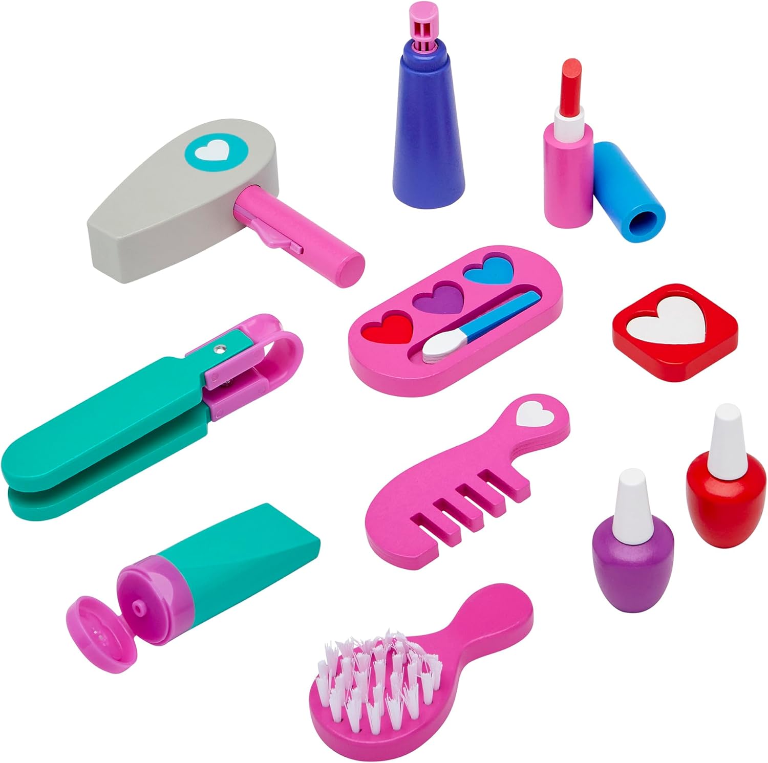 RoseArt Wooden Fashion Vanity Play Set, 12 Piece Pretend Play Hair, Mirror & Makeup Role Play Set for Ages 3 and Up (Pack of 2)