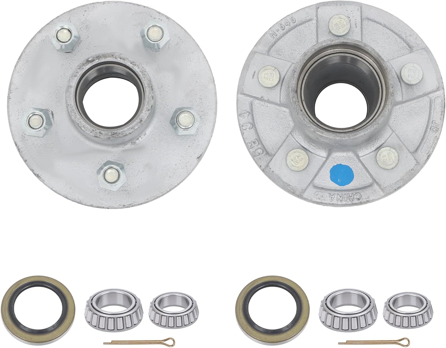 Set of 2 Galvanized 5-Lug 4-1/2 Inch Boat Trailer Hub kit with Bearings L44649 L68149 Suiable for #84 Spindle