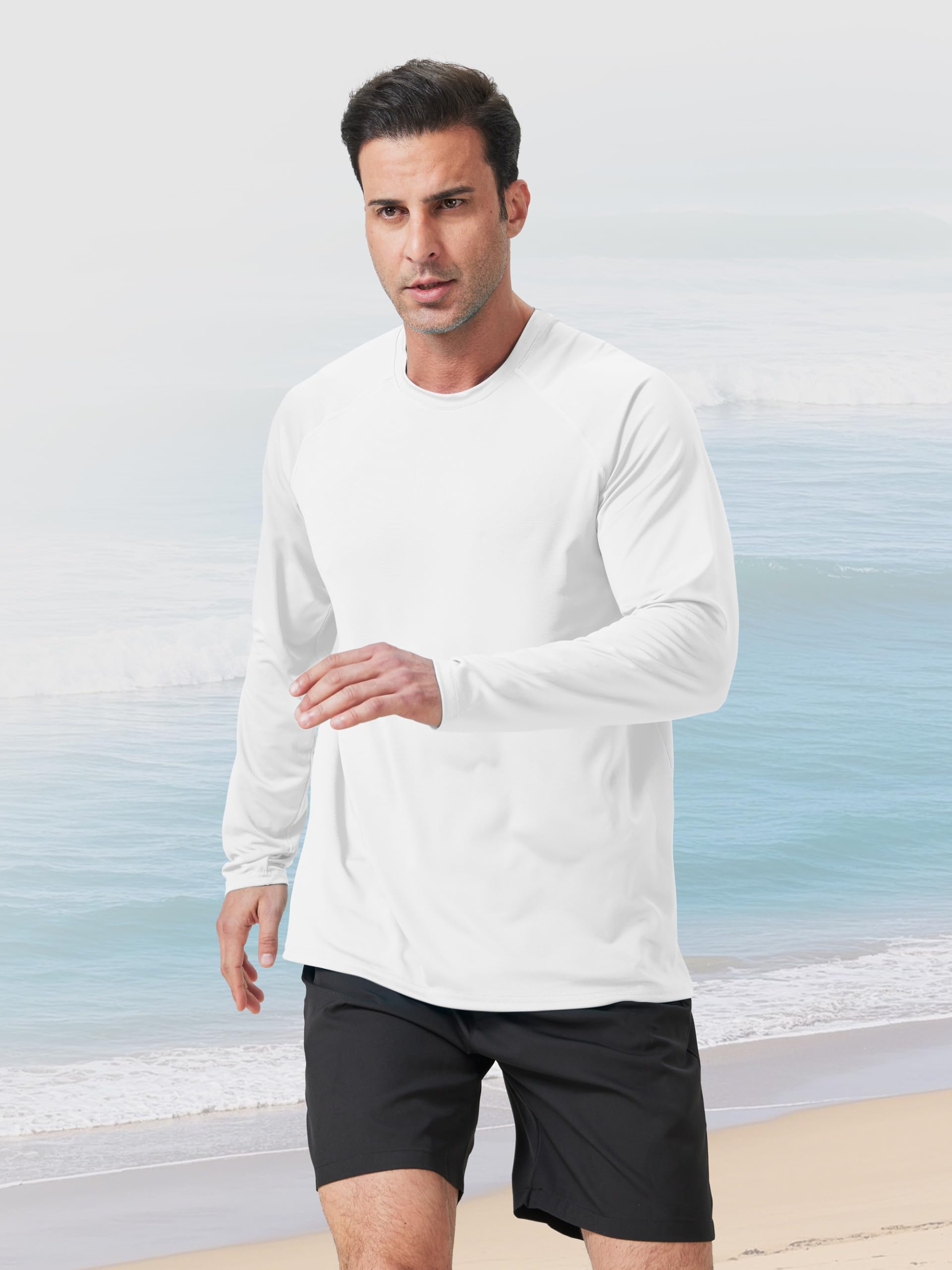 IHU 4er Pack UV Shirt Herren Langarm UPF 50+ Sonnenschutz Langarmshirt Outdoor Atmungsaktives Rashguard für Surfen