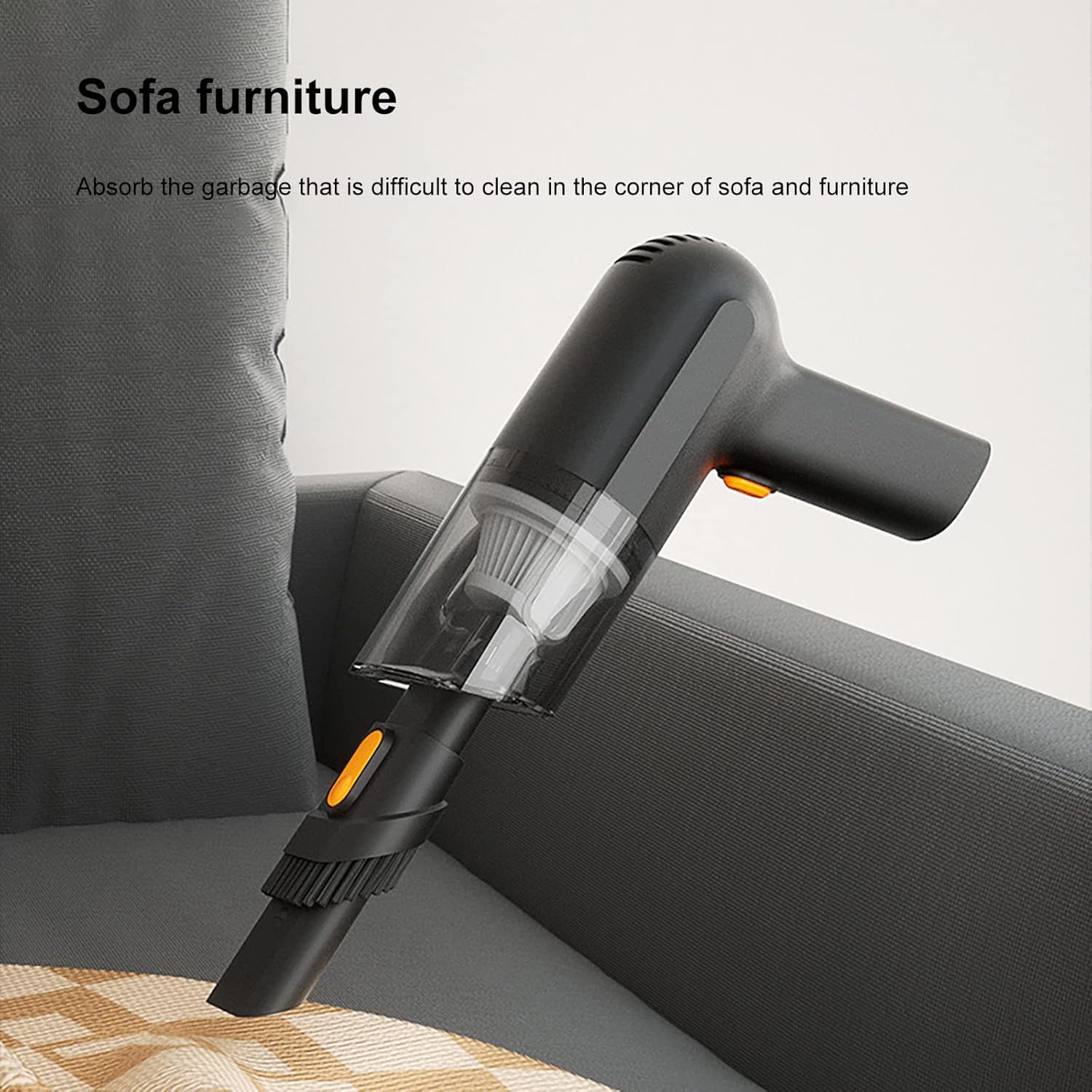 9000PA Wireless Car Vacuum Cleaner Cordless Handheld Auto Vacuum Home & Car Dual Use Mini Vacuum Cleaner USB Rechargeable,Orange,Wired