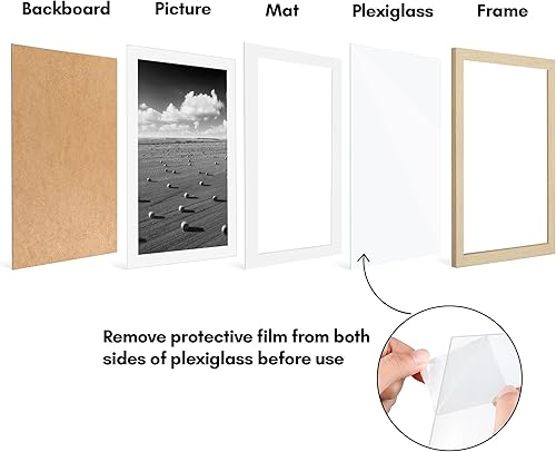 Vista 765 de Americanflat Portarretratos de 5 x 6 pulgadas con plexiglás pulido, juego de 5 portarretratos de 2 x 3 pulgadas con paspartú o para fotos de 5 x 6