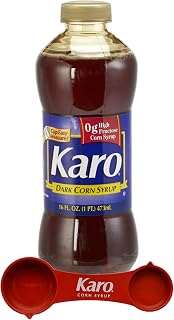 Karo Dark Corn Syrup 16 oz Gluten Free Bottle with Measuring Spoon - Ideal for Pies, Baking & Sauces