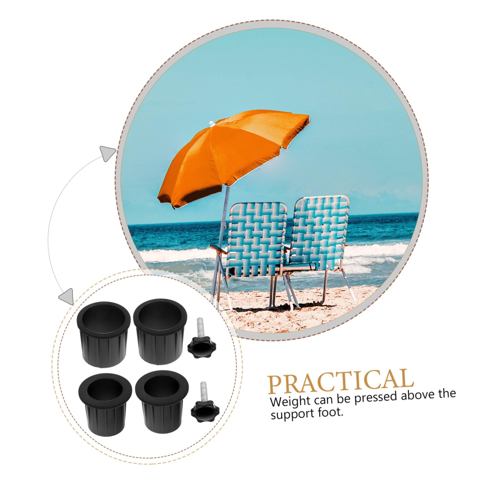 TOYANDONA 3 Juegos Accesorios para Base De Paraguas Patio Enchufar Reemplazo Ancla De Sombrilla De Playa Pararse Ancla del Paraguas Exterior Agujero El Plastico Negro