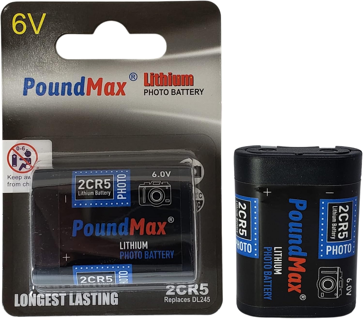 PoundMax 2CR5 / DL245 Batteries 6v Photo Lithium Battery