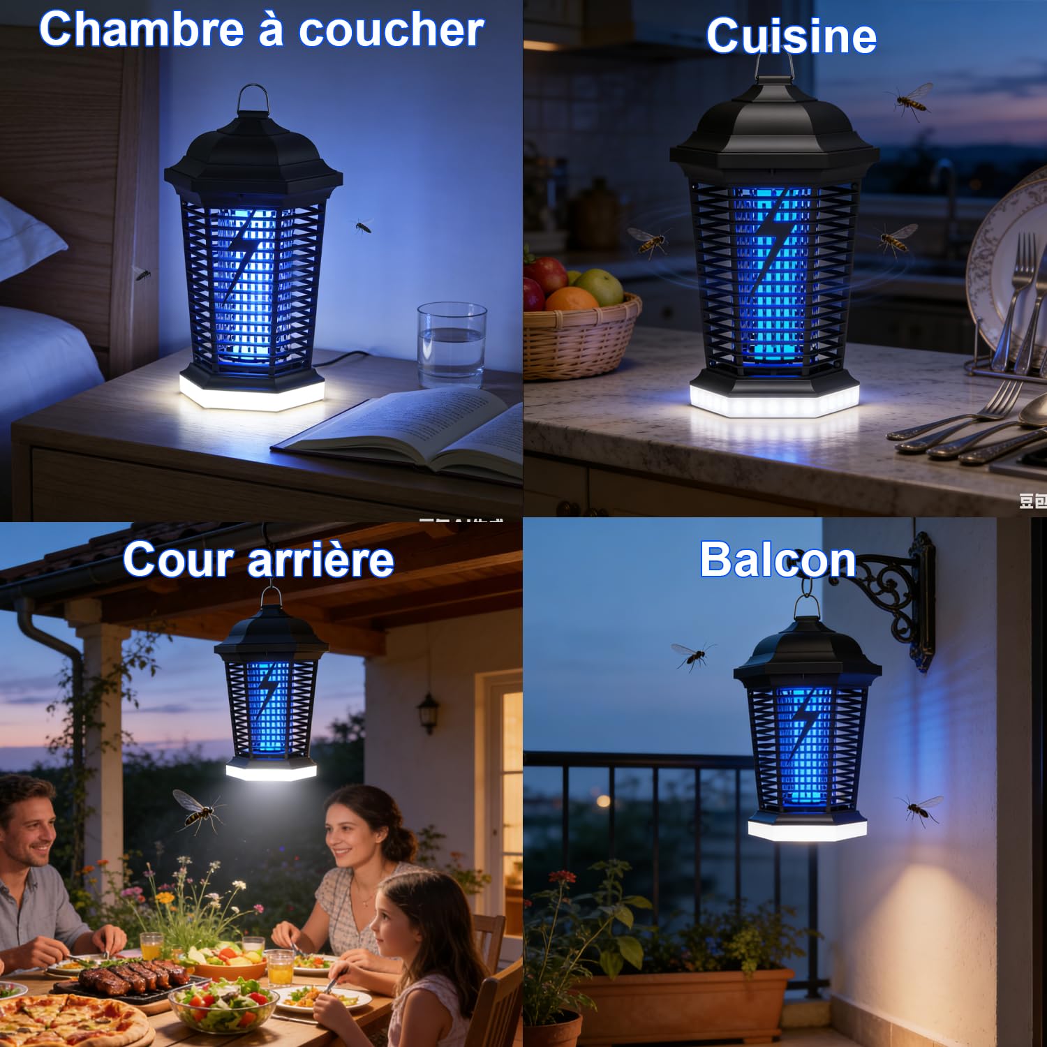Lampe Anti Moustique avec éclairage LED, 4000V 18W UV Tueur d'Insectes Électrique Anti Insectes Répulsif Efficace Portée 80-100m², Étanche IPX4, pour Intérieur et Extérieur