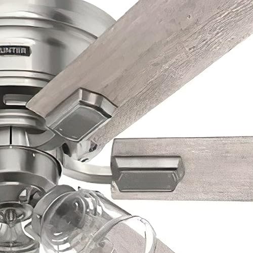 Miniatura 6 de Hunter Fan Ventilador de techo interior de perfil bajo con acabado de níquel cepillado de 52 pulgadas con kit de luz LED y cadena de tracción